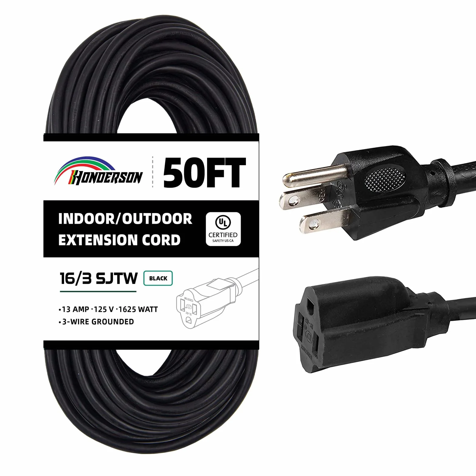 100 Ft Outdoor Extension Cord-Weatherproof 16/3 SJTW Durable Green Extension Cable with 3 Prong Grounded Plug for Safety- Great for Christmas Decoration and Landscaping Lights