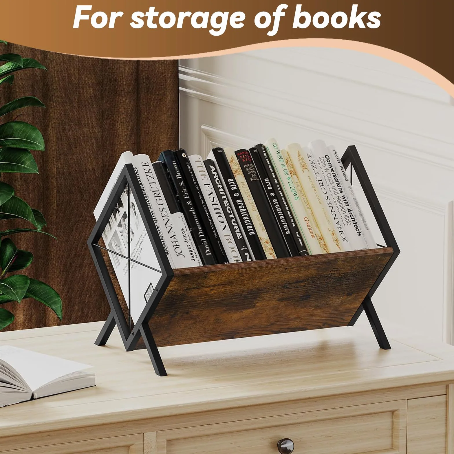 Contenitore per dischi in vinile, 1 ripiano in legno con divisorio regolabile, libro e piastra in vinile, supporto per dischi in vinile, organizzatore per CD, album, riviste, libri