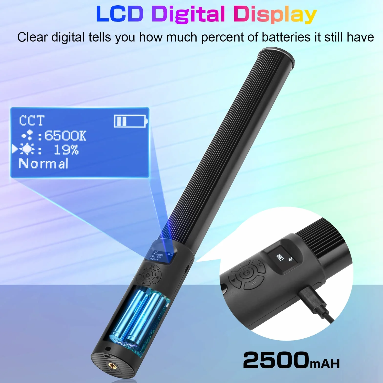 LUXCEO P400 Luce video LED portatile, luce per fotografia a LED, Dimmerabile 2500K-6500K Temperatura di Colore con Batteria Integrata, faretto fotografico con LCD Display, CRI95+, 12 Fx effetto luce