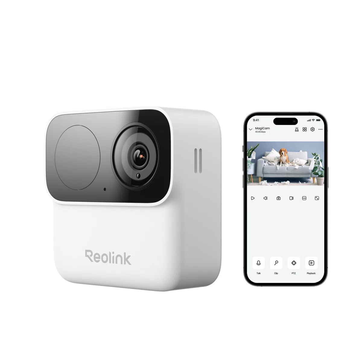 Reolink Telecamera di Sicurezza Magnetica Wireless, Wi-Fi Dual Band 2,4/5GHz, Rilevamento Persone con AI, Visione Notturna, Memoria Locale, Senza Abbonamento, Fino a 9 Mesi di Autonomia, Argus MagiCam