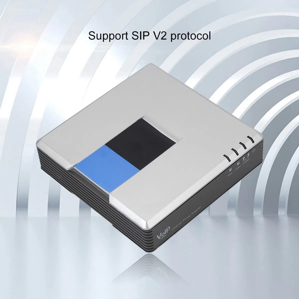 VoIP Sbloccato, Adattatore Telefonico Internet con 2 Porte per Voice over IP Fornito con Cavo di Rete, Supporto Protocollo SIP V2 (Spina europea)