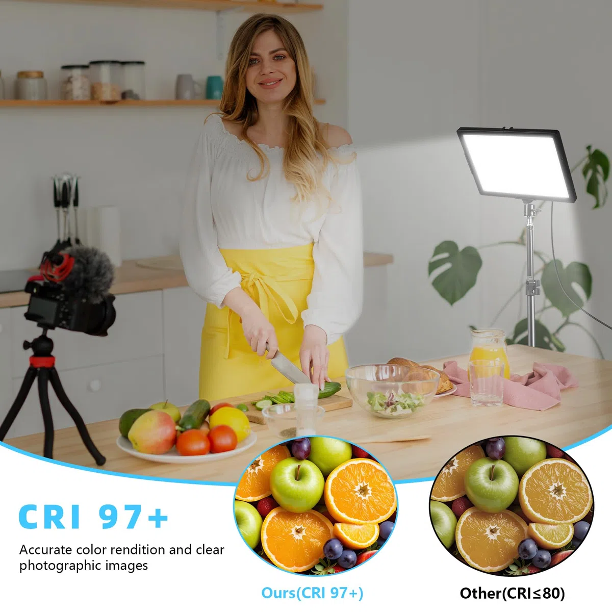 Luce Foto-video LED 2-Pack, Luce Continua Dimmerabile USB LED Bi-colore 2800-6500K, Kit di Illuminazione Fotografica 173cm con Supporto Treppiede per Studi, Registrazione Video YouTube TikTok