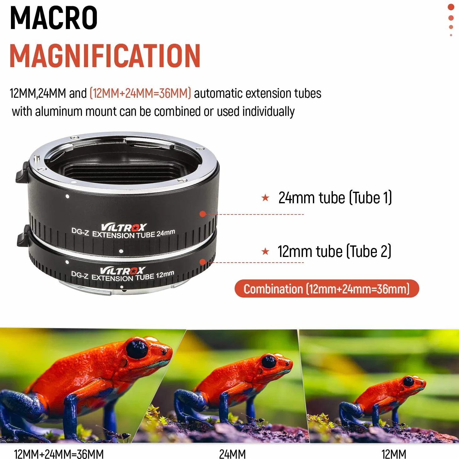 VILTROX DG-Z - Set di anelli adattatore per obiettivo macro con tubo di prolunga automatico (12 mm + 24 mm), supporto TTL e AE, per fotocamere Nikon Z Mount Z6 Z7 Z50