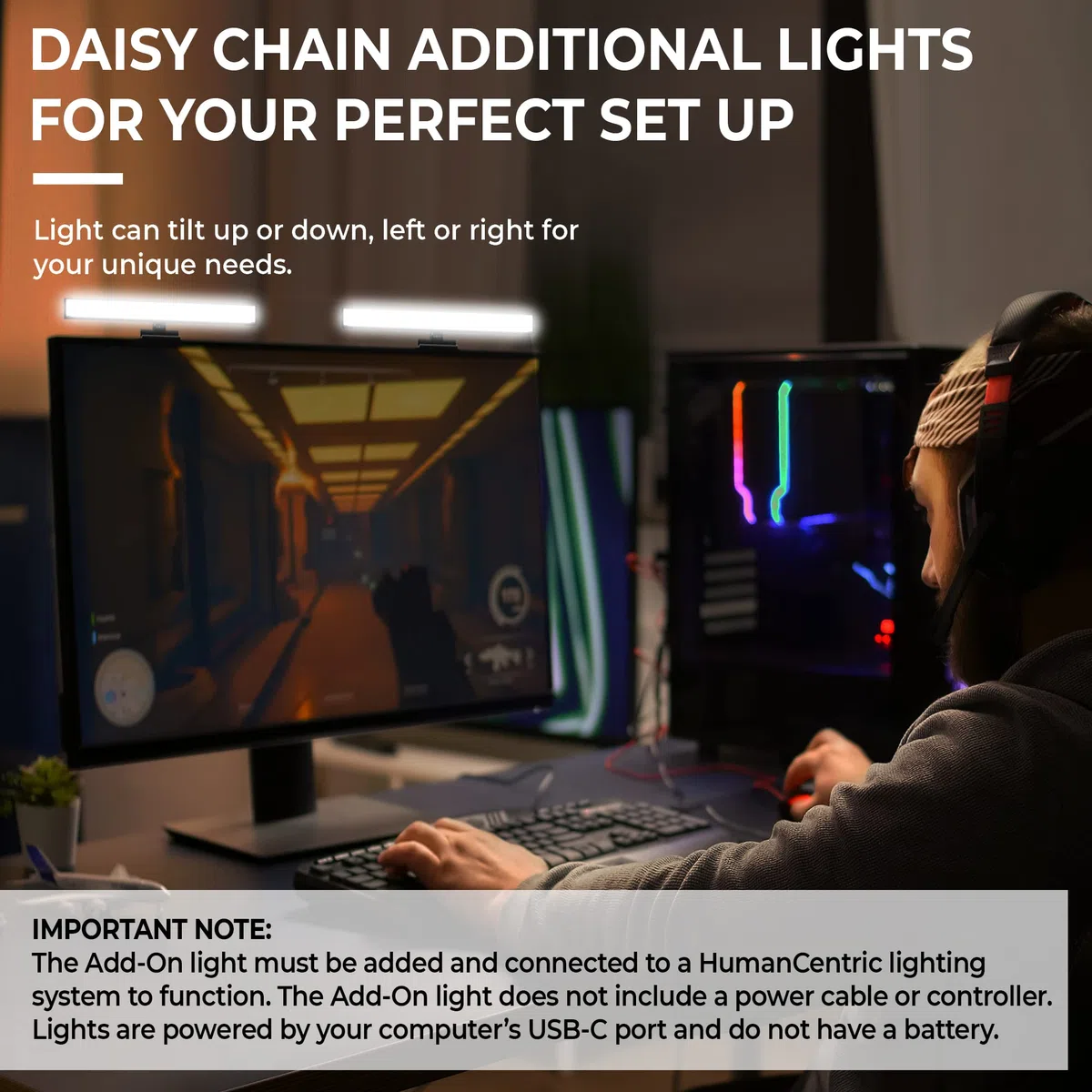 HumanCentric Illuminazione per videoconferenze - Luce per webcam per streaming, monitor LED e luce per laptop per videoconferenze, illuminazione zoom per computer, 2 unità