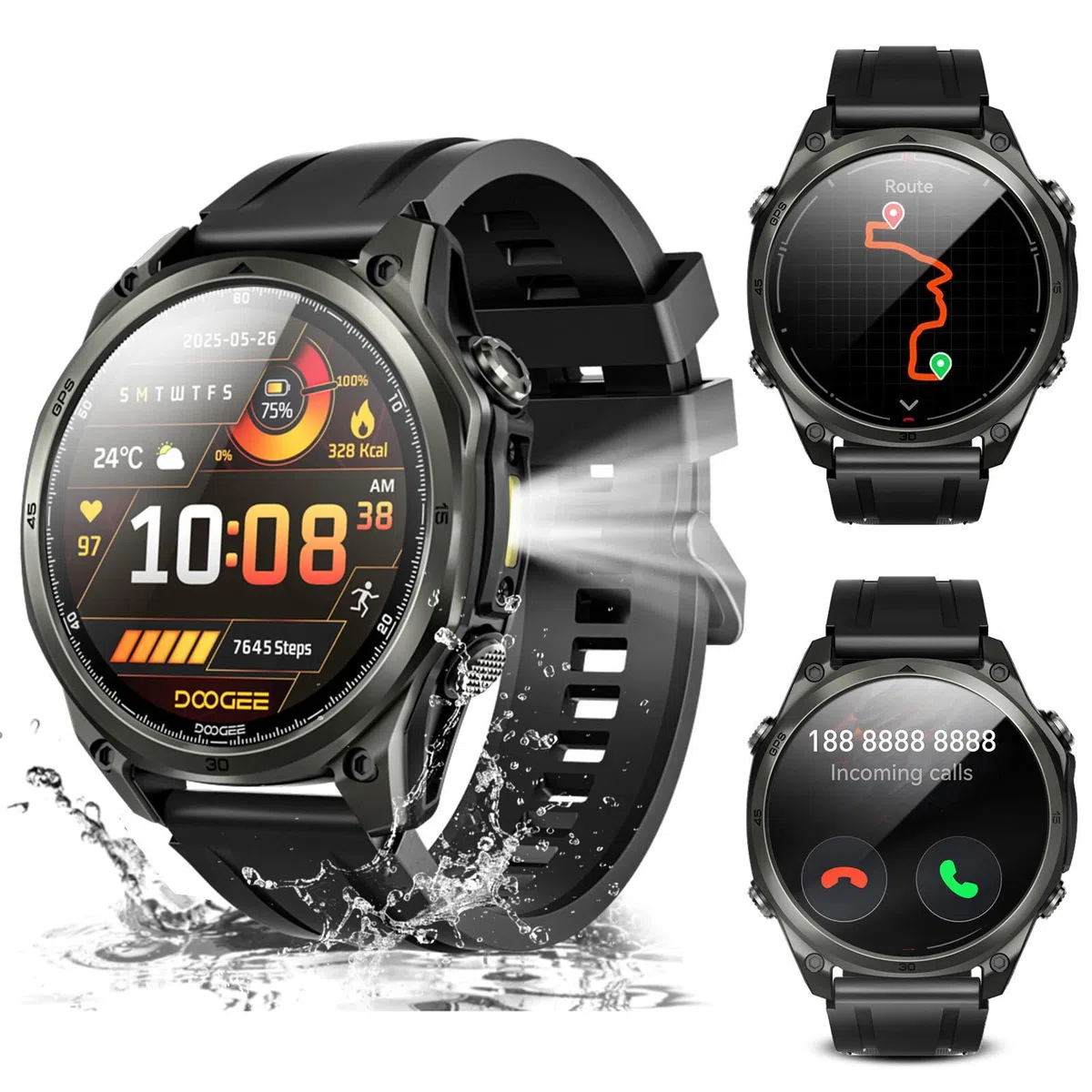 Anywise W1 AI Smartwatch Uomo,GPS Dual-Band Integrato,5ATM Impermeabile Militare Smart Watch,1.43" AMOLED Fitness Tracker Per Android iOS,170+Sports Modes,Answer/Make Call/12 Days Battery