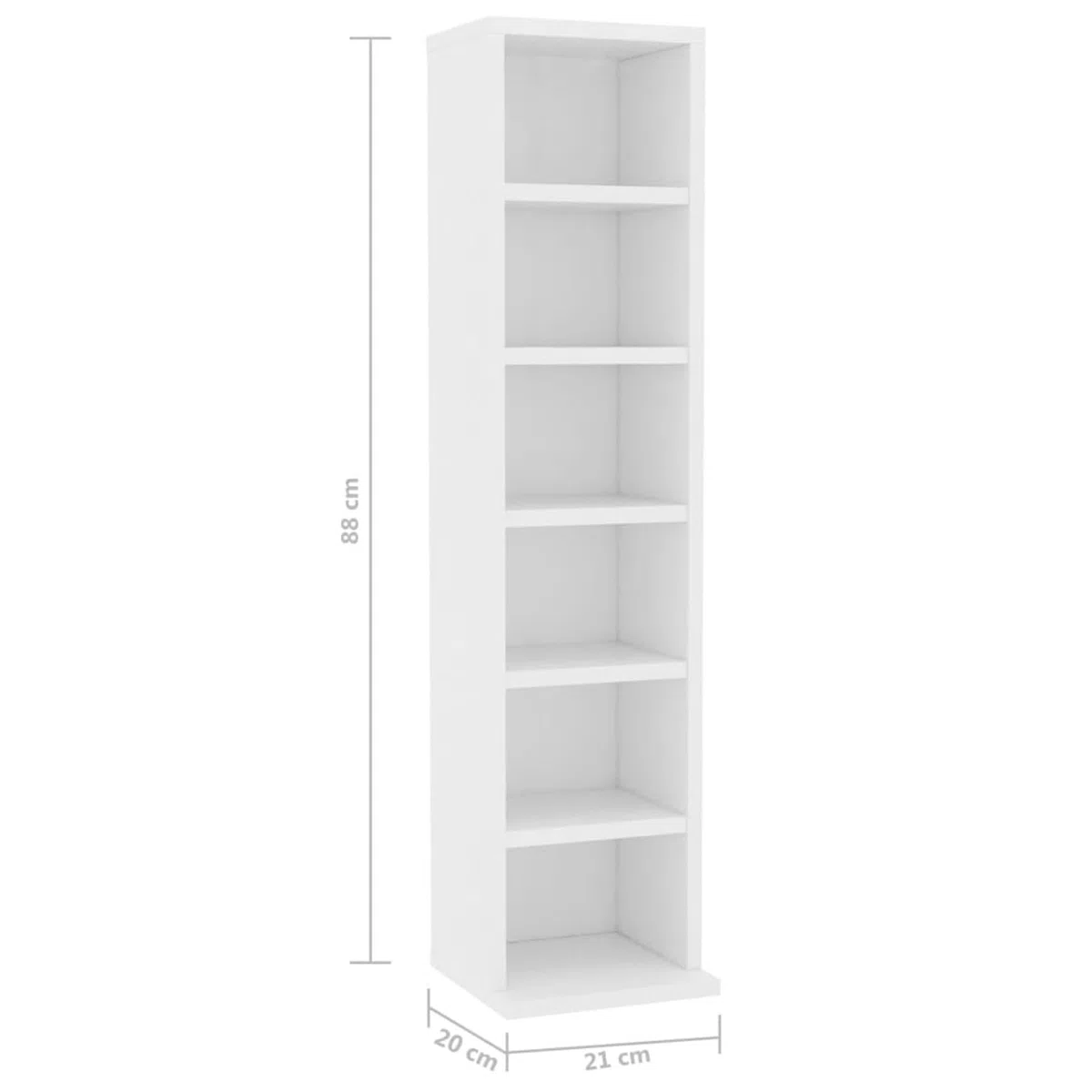 LAPOOH Mobile Porta CD Bianco 21x20x88 cm in Legno Multistrato, Mobile Porta CD, Scaffalatura per CD-800351