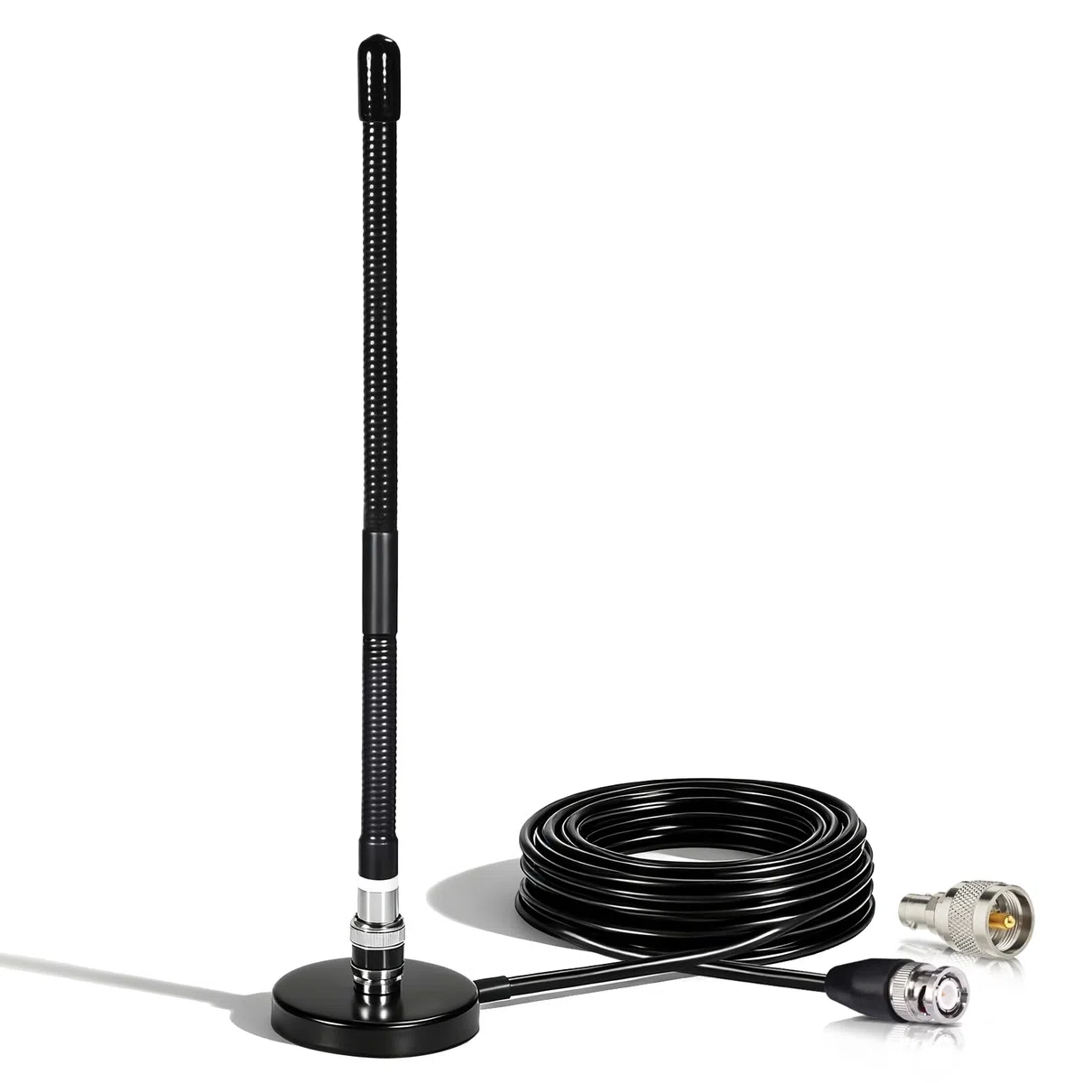 Bingfu Antenna Radio CB 27MHz Base Magnetica Connettore BNC PL259 Frusta Morbida Compatibile con Cobra Midland Uniden Maxon President Radio CB Portatile Scanner Radio Autoradio Mobile