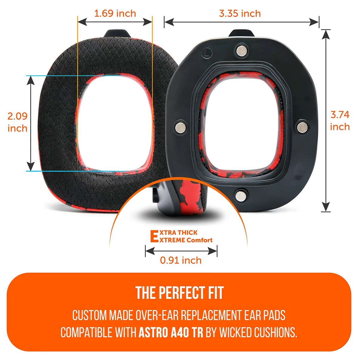 WC Freeze A40 - Cuscinetti di raffreddamento in gel di ricambio solo per Astro A40 TR, prodotti da Wicked Cushions, migliorano la durata, lo spessore e l'isolamento acustico | Red Camo