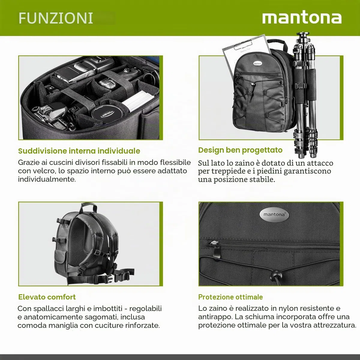 Mantona Azurit - Zaino per fotocamera