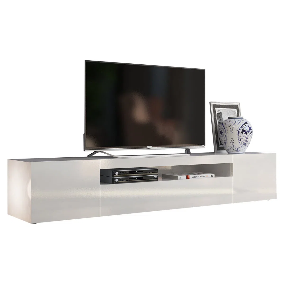 Web Convenienza Mobile TV con 3 Ante - Made in Italy - Mobile Televisore con Ante e Ripiano Vuoto Collezione Frozen per Soggiorno Cucina Sala da Pranzo Design moderno e Spazioso