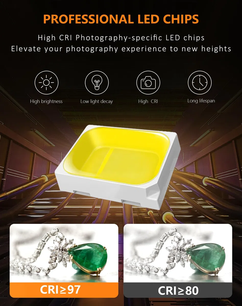 STN Box Fotografico 30 * 30 * 30cm Set Portatile 5500K CRI 95 Luce anulare dimmerabile a 112 LED Con 6 colori Sfondo