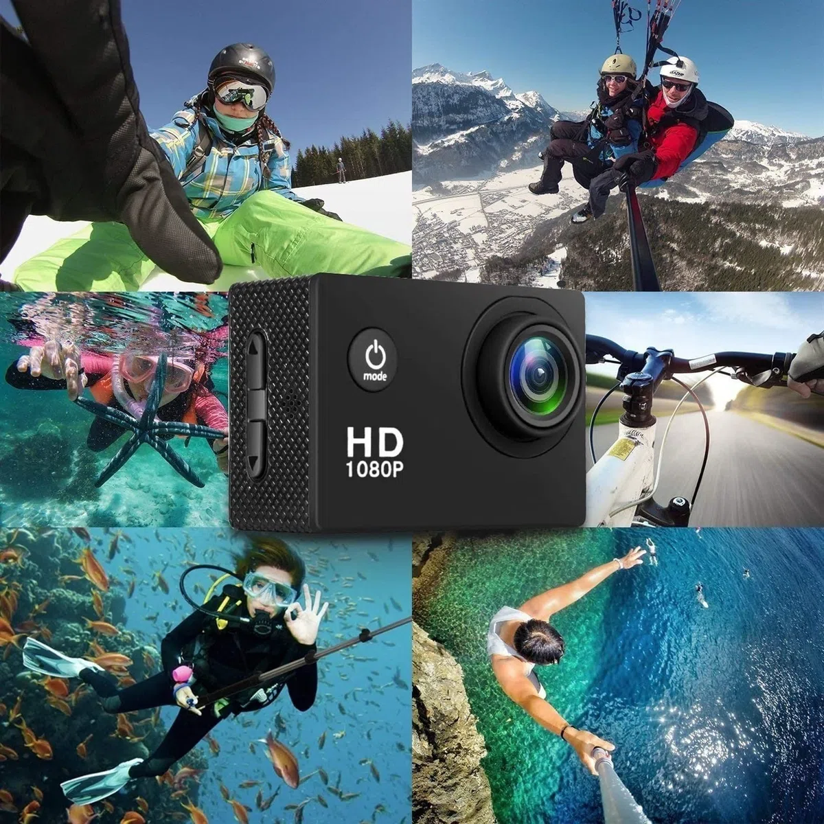 Telecamere d'azione Gli sport DV. Mini, fotocamera azione 1080p, da esterno macchina fotografica impermeabile subacquea, telecamera registrazione video 2,0 pollici fotocamera azione 4K Custodia imperm