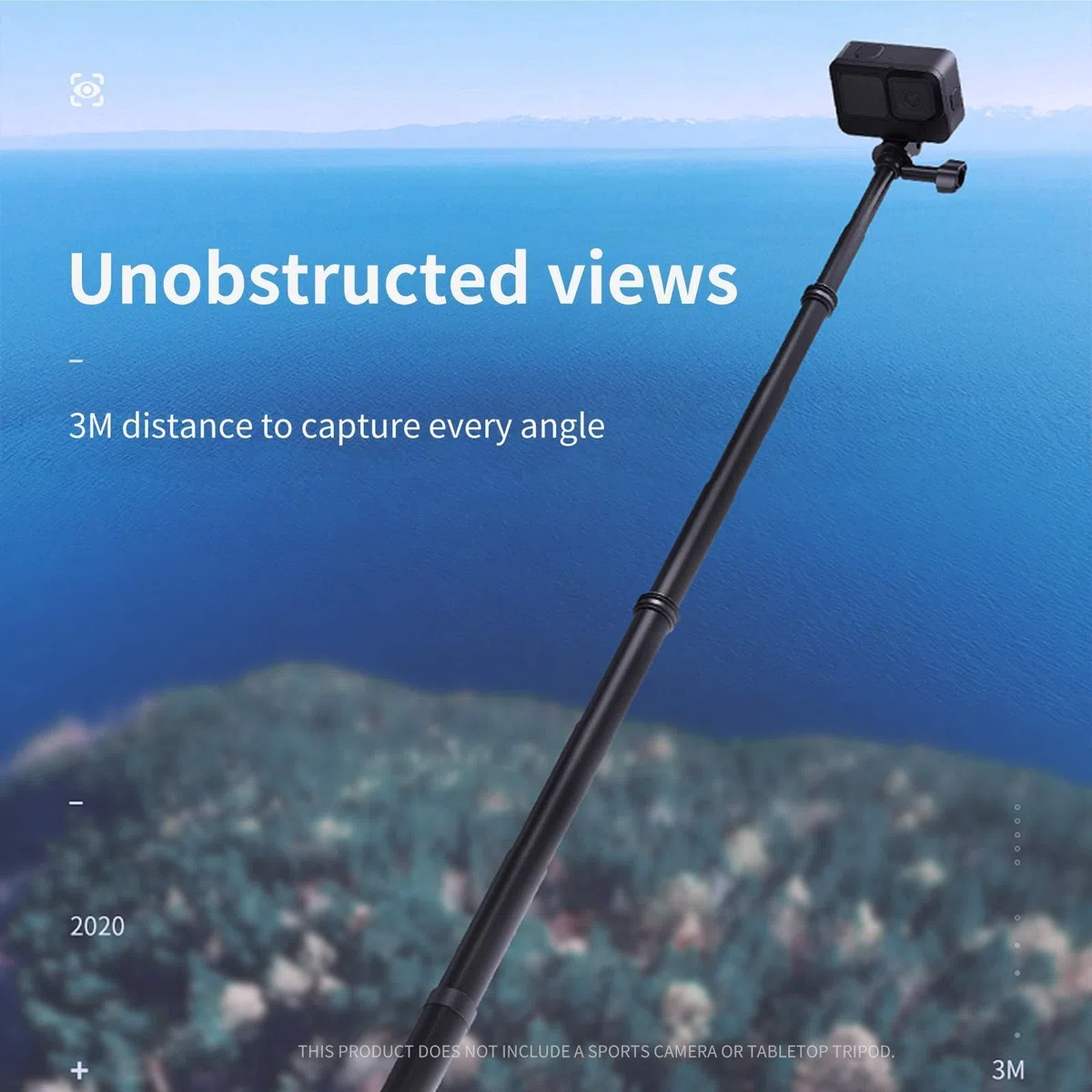 TELESIN 300cm Invisible Selfie Stick, Monopiede Retrattile in Fibra di Carbonio, Bastone Selfie Stick per Go Pro Hero 13 12 11 10 9 8 DJI Osmo 360 Action 5 Pro 4 3 Insta360 X5 X4 X3, ecc