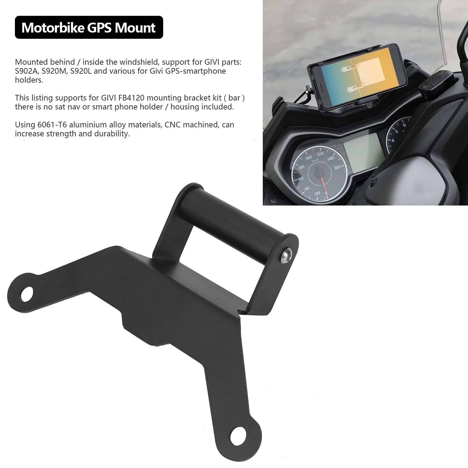 Tbest Staffa di Navigazione per Moto Sostituzione in Alluminio per XMAX 250 300 500 2018 2021 Supporti per Dispositivi Elettrici Powersports Supporti per Dispositivi Elettrici
