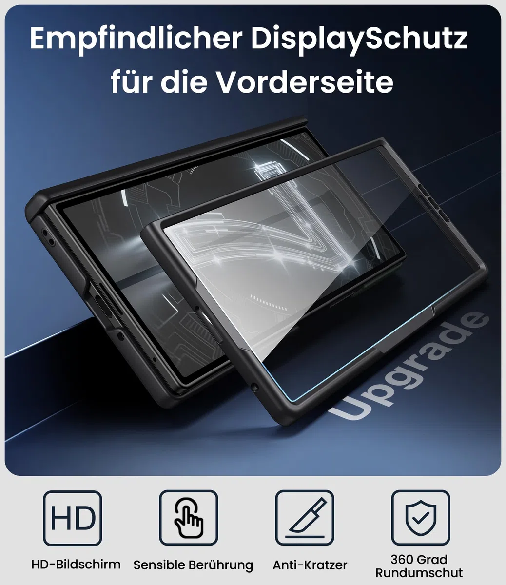 Cover con supporto per Samsung Galaxy Z Fold 7, Supporto, Protezione Schermo Anteriore, Pellicola protettiva Resistente, Antiurto per schermo frontale, Sottile, Nero
