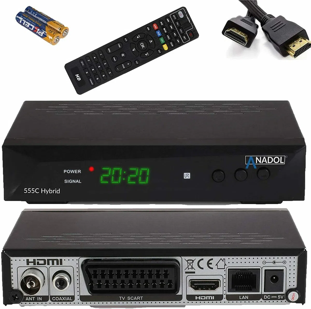 Anadol HD 555c - DVB-T2 / DVB-C / C2 HDTV - Ricevitore via cavo per TV digitale - Funzione registrazione PVR Timeshift
