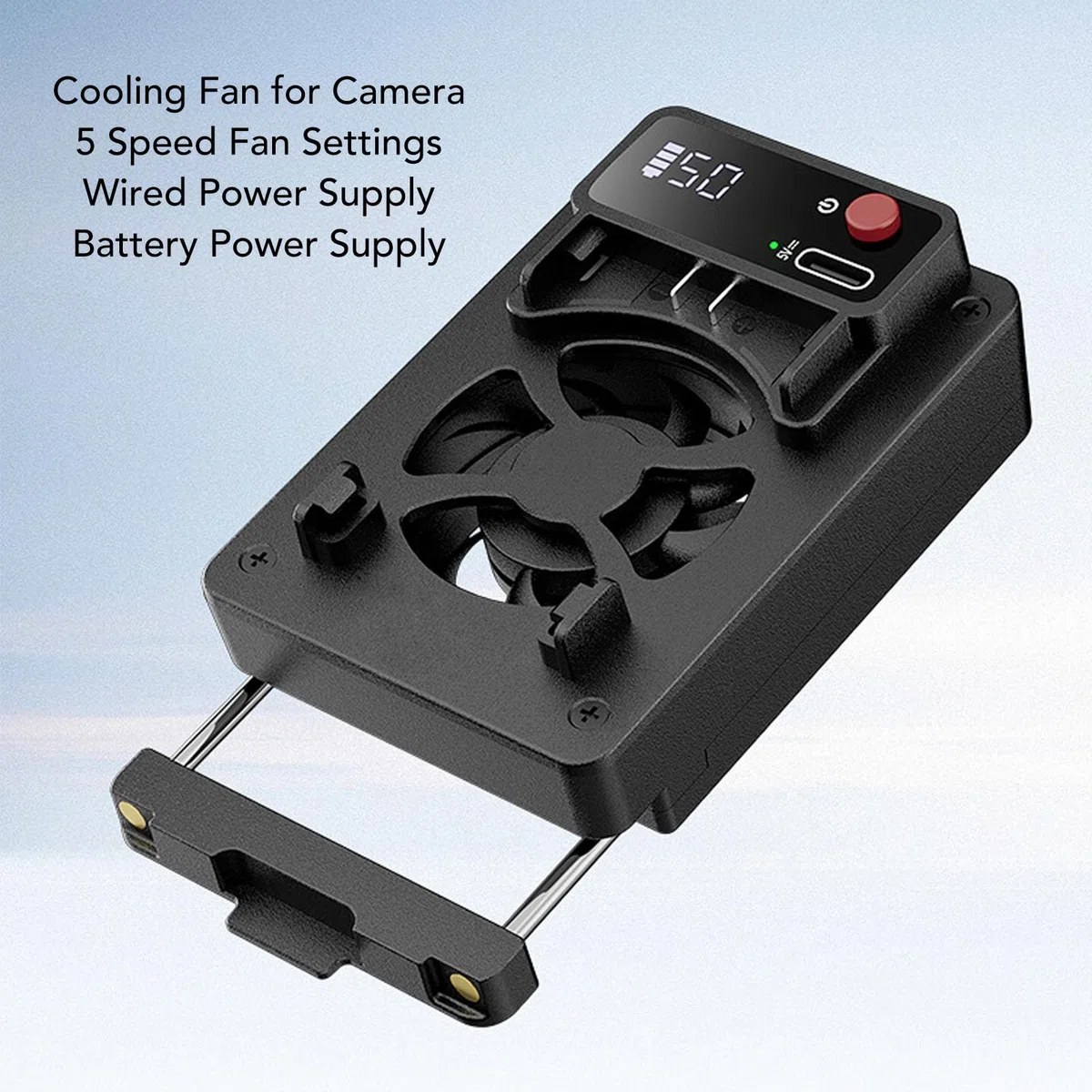 Topiky Ventola di Raffreddamento della Fotocamera per RP A7M4 A7C ZVE10 FX30 R5, di Ventola di Raffreddamento Esterna a 5 velocità con Batteria da 350 MAh e Ricarica di Tipo C