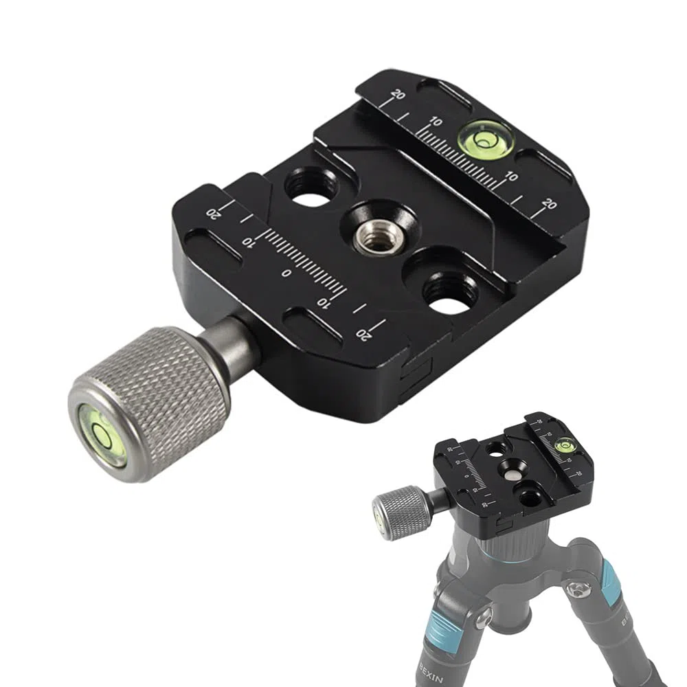 50mm Piastra Sgancio Rapido, Arca Swiss Clamp con Vite da 1/4-3/8 Adattatore, Piastra di sgancio rapido in metallo Morsetto QR per testa a sfera del treppiede