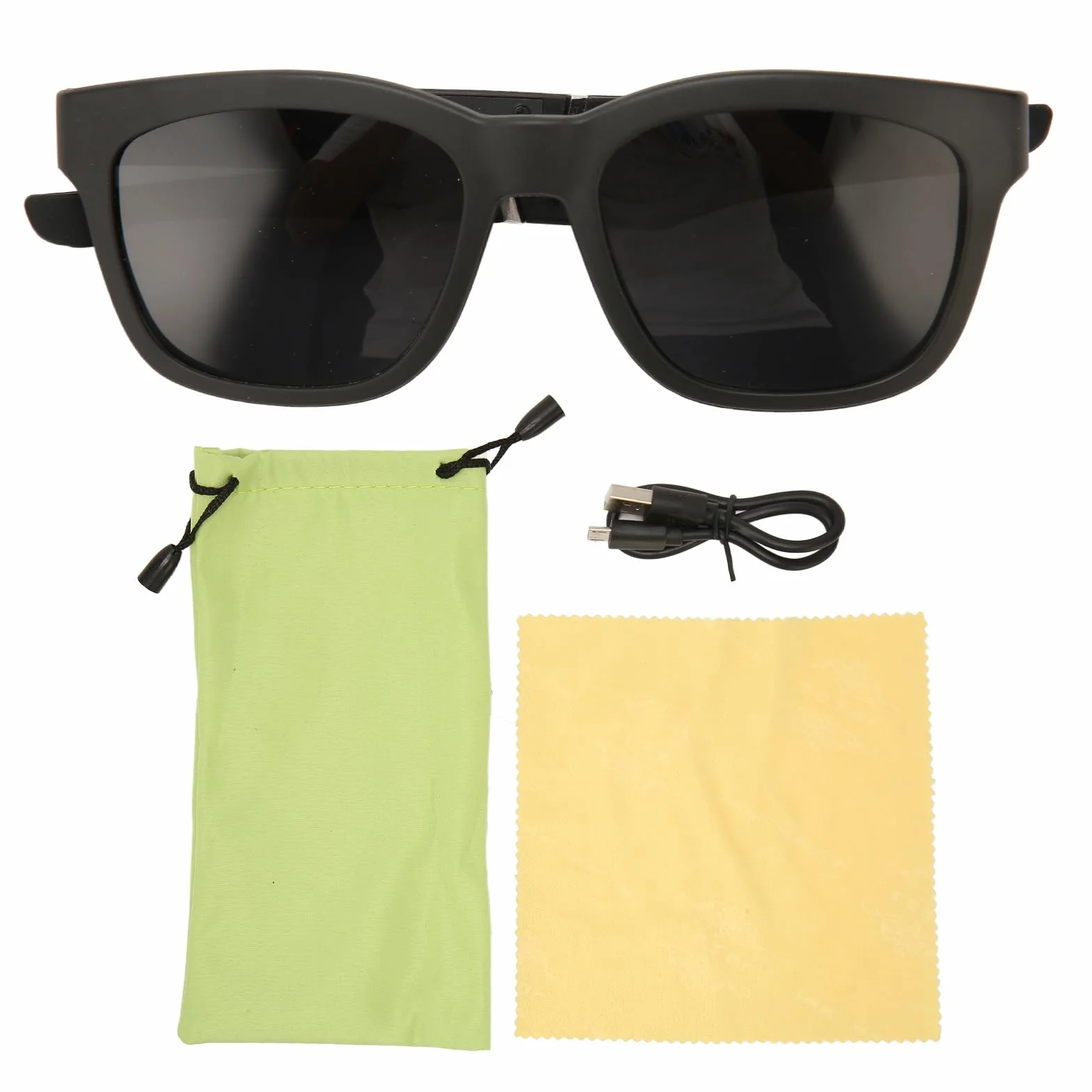Occhiali da Sole con Conduzione Ossea, Wireless 5.0, Microfono HD, Batteria a Lunga Durata per Guida, Spiaggia, Vacanze (BLACK)