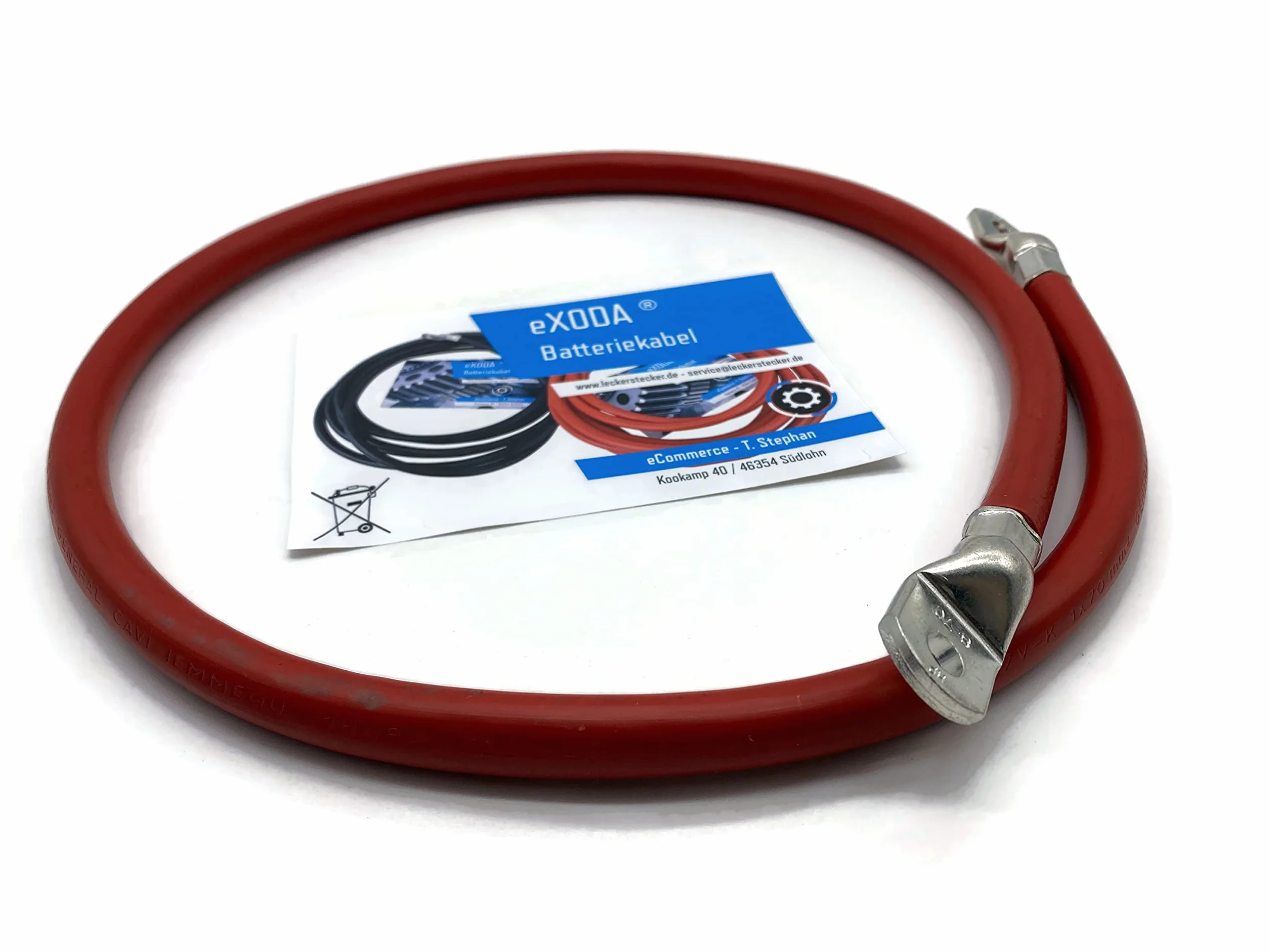 Exoda cavo batteria 70 mm² 100 cm M8 rosso 5645 watt 470A 12V flessibile rame di alta qualità fino a 70 gradi per alimentazione affidabile auto moto e altro