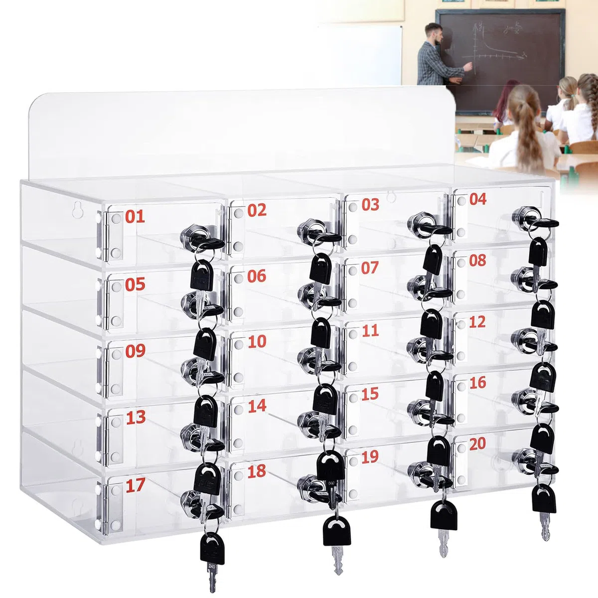 Caja de Almacenamiento para teléfonos móviles Soporte acrílico para teléfonos móviles Caja de Almacenamiento de Escritorio Caja de Almacenamiento para teléfonos móviles con 40 Ranuras CE