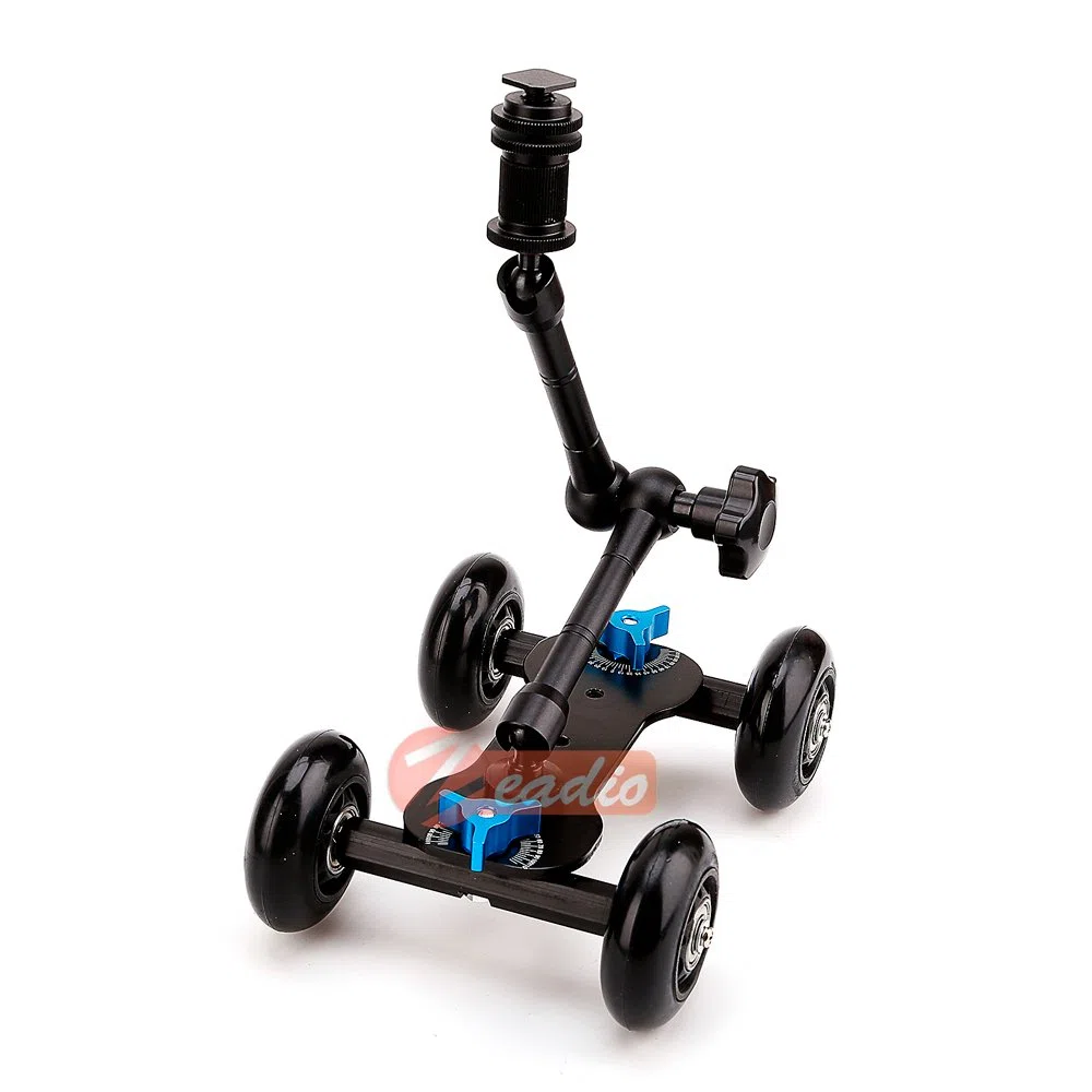 Zeadio Carrello pattinatore con tavola, portatile + braccio magico, 11 pollici, Nero