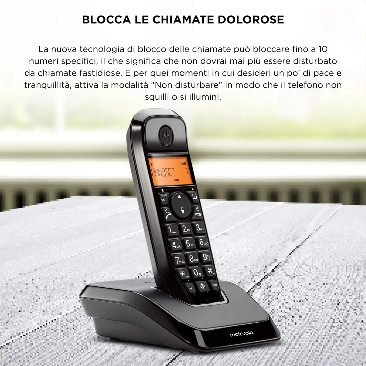 Motorola Voice - Telefono cordless digitale S1201 serie S12 con blocco chiamate e funzione Non disturbare, vivavoce, rubrica fino a 50 nomi e numeri, display luminoso