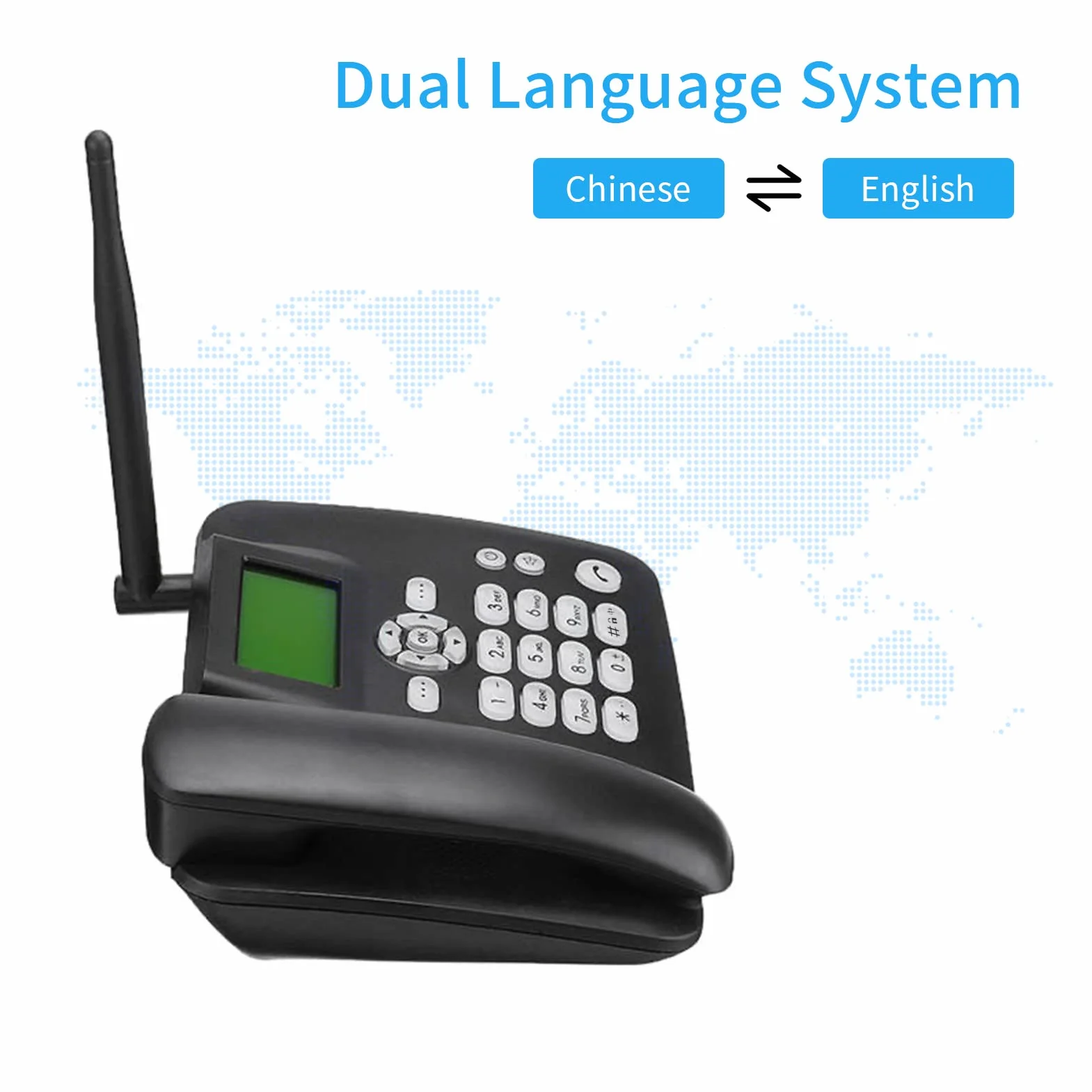 Telefono con scheda Sim gsm,Telefono senza fili fisso per telefono da scrivania 2 g supporto gsm 850/900/1800/1900 MHz Telefono con radio orologio funzione SMS per la casa Call Center