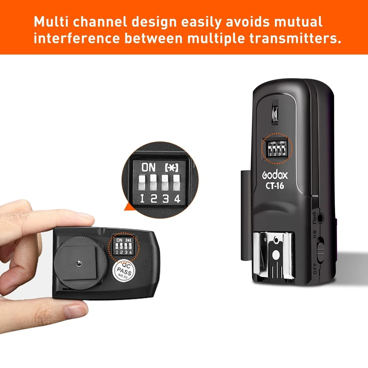 Godox Godox CT-16 trigger wireless per flash, compatibile con fotocamere DSLR Canon, Nikon, Sony, Olympus, Pentax (1 trasmettitore + 3 ricevitori)