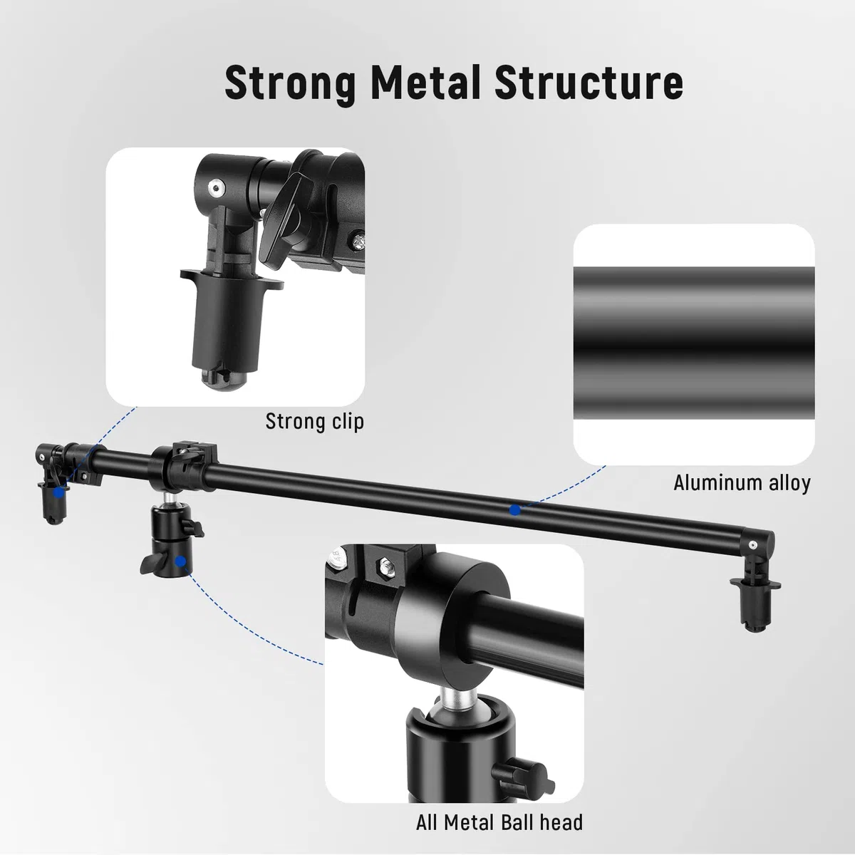 NEEWER Braccio telescopico estensibile per riflettore da 70,9 cm a 120 cm, braccio girevole a 360 gradi, per fotografia di prodotti e ritratti, ideale per studio fotografico e fotografia all'aperto