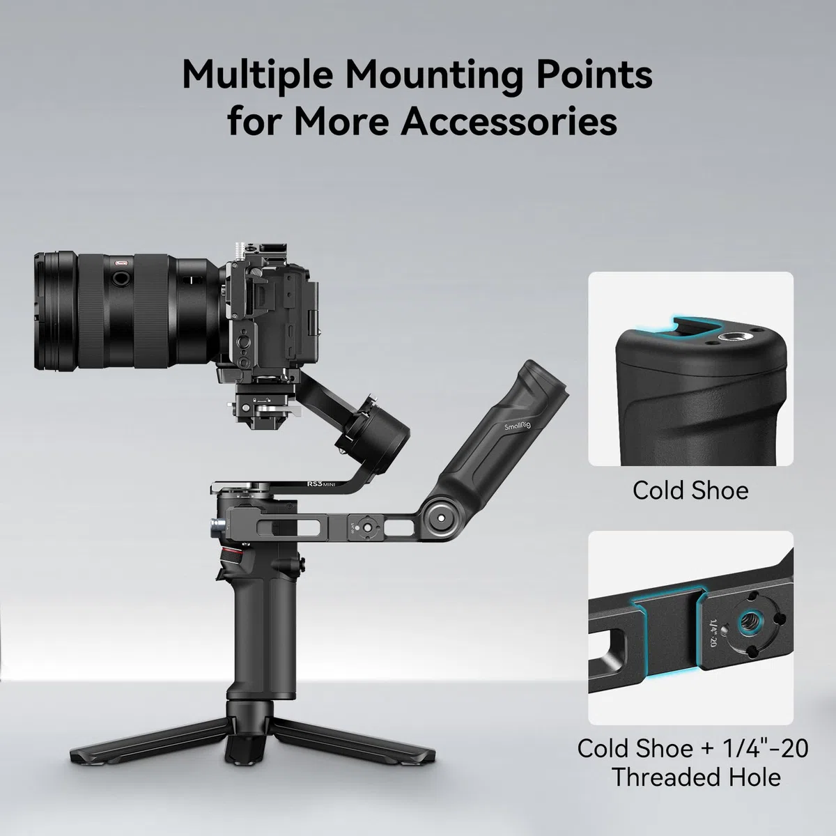 SMALLRIG Impugnatura a tracolla regolabile e leggera in plastica SOLO per stabilizzatore gimbal portatile DJI RS 3 mini/ 4 mini, con morsetto NATO a sgancio rapido - 4197B