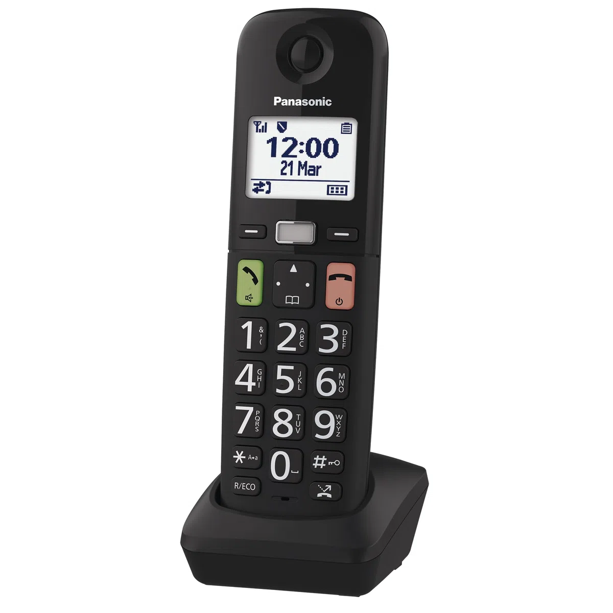 Panasonic KX-TGUA10EXB Ricevitore Aggiuntivo per Telefoni Cordless Digitali KX-TGU130/KX-TGU110, Tasti Ampi, Fav Call, Compatibile con gli Apparecchi Acustici, Necessaria Unità Principale, Nero