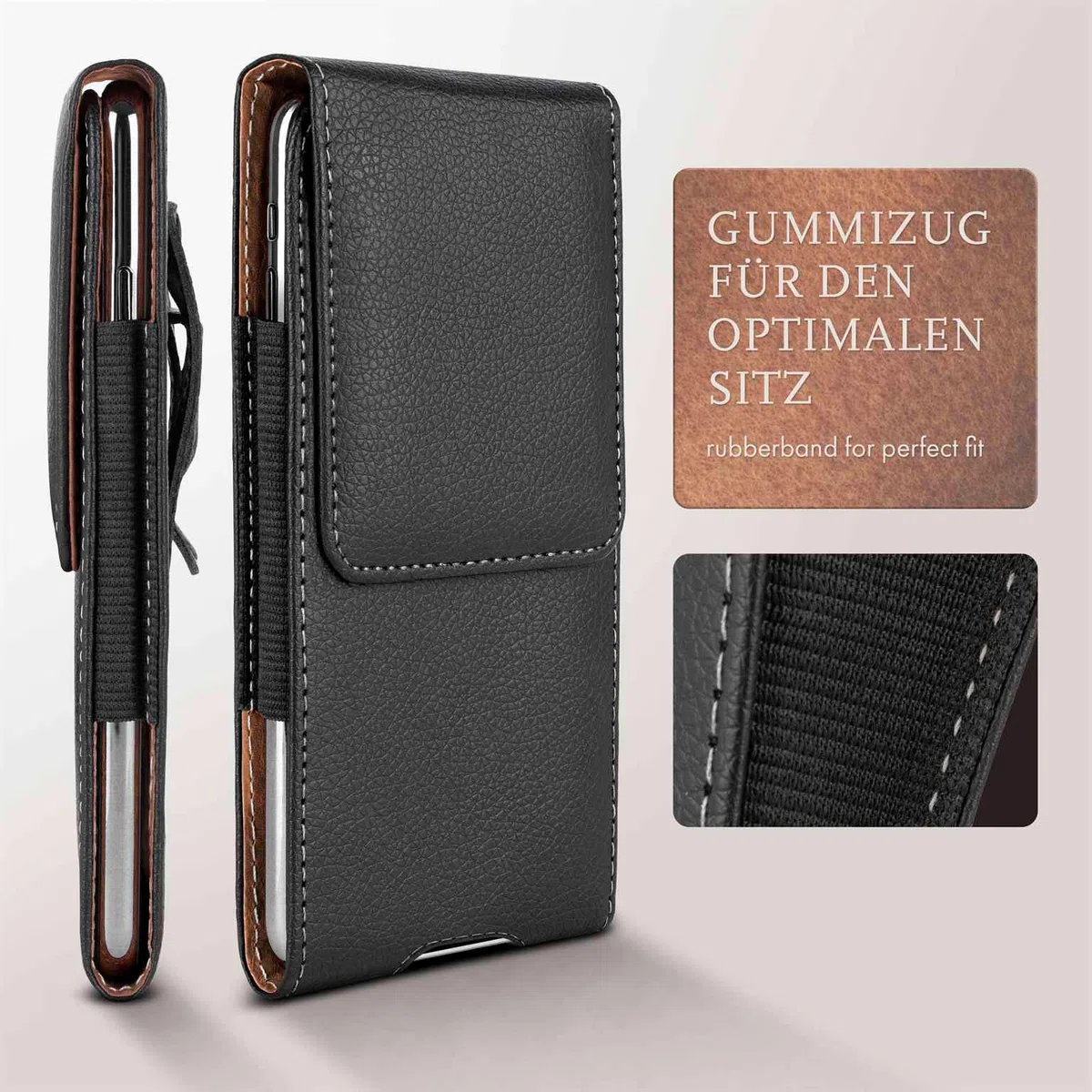 moex Custodia Plug Case per Samsung Galaxy S26 con clip per cintura, in pelle PU, da inserire in pelle, colore: Nero