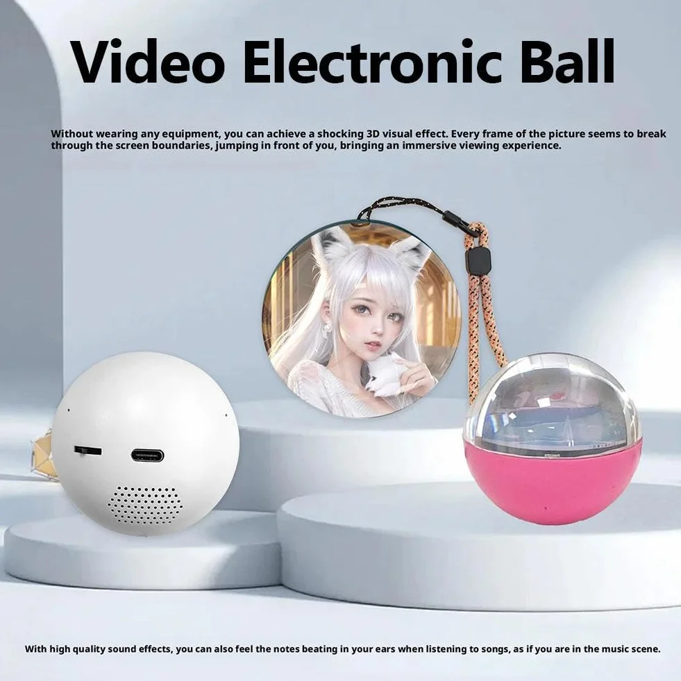 Sfera di cristallo 3D ad ultrasuoni, 6,9 cm, sfere di cristallo video, sfera di memoria, sfera di memoria personalizzata a ultrasuoni con display elettronico per coppie, animali domestici, ricordi