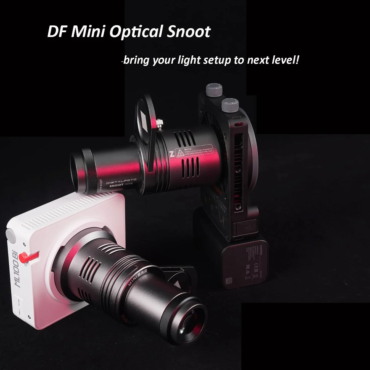 DF DIGITALFOTO Mini Ottico Snoot Proiettore, Attacco per Faretto Fotografico con Supporto Zhiyun/Ulanzi/Godox, 33 Gobo, Telaio Magnetico, Compatibile con ZHIYUN CINEPEER CX100, Godox ML100Bi/ML60IIBi