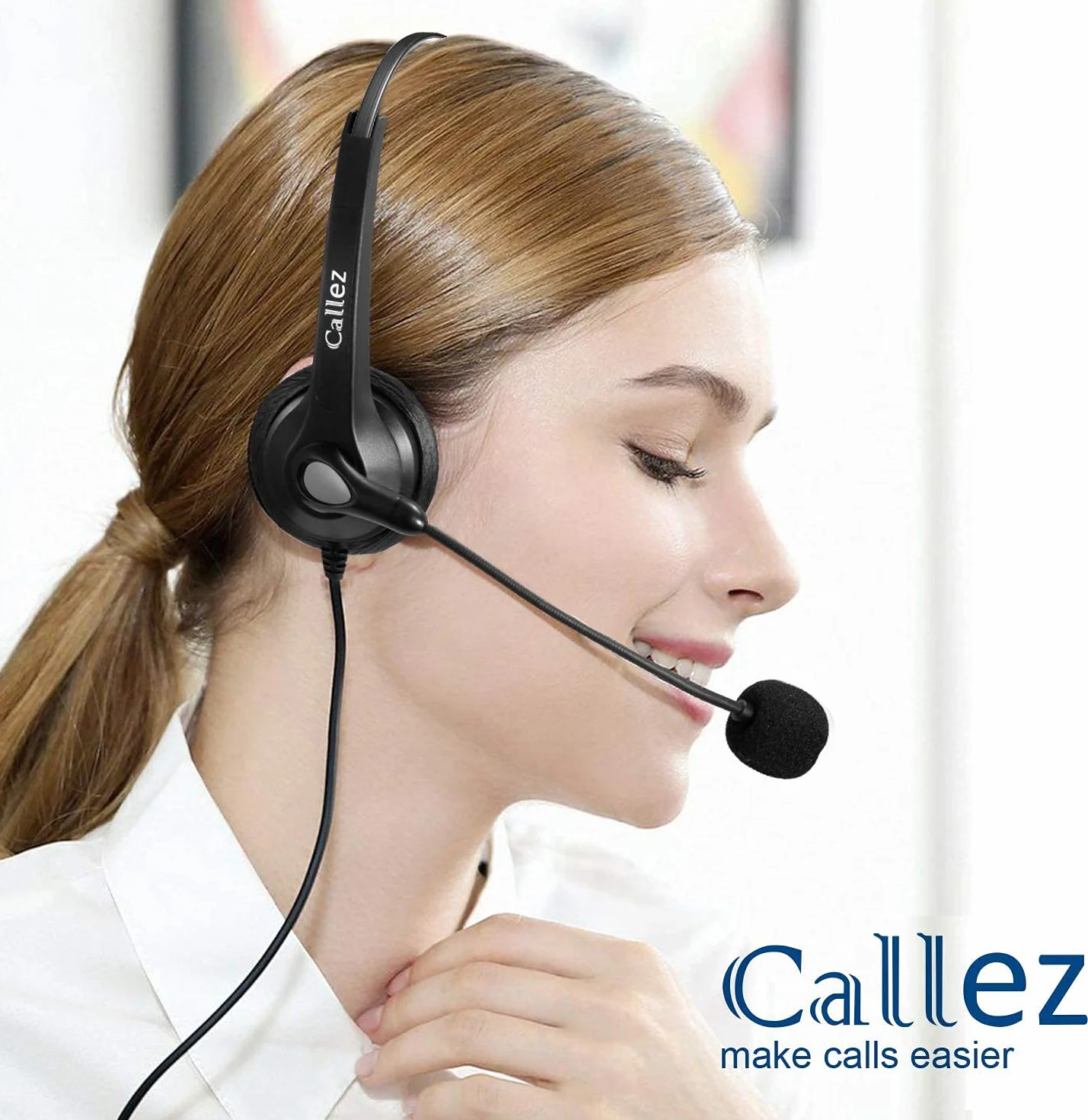 Cuffie Telefono Fisso RJ9 con Microfono a Cancellazione del Rumore, Auricolare Telefonica per Cisco 7821 7975G 7861 7941G 8845 8851 6851 9971, Plantronics M12 M22 Amplificatore, Call Center Ufficio