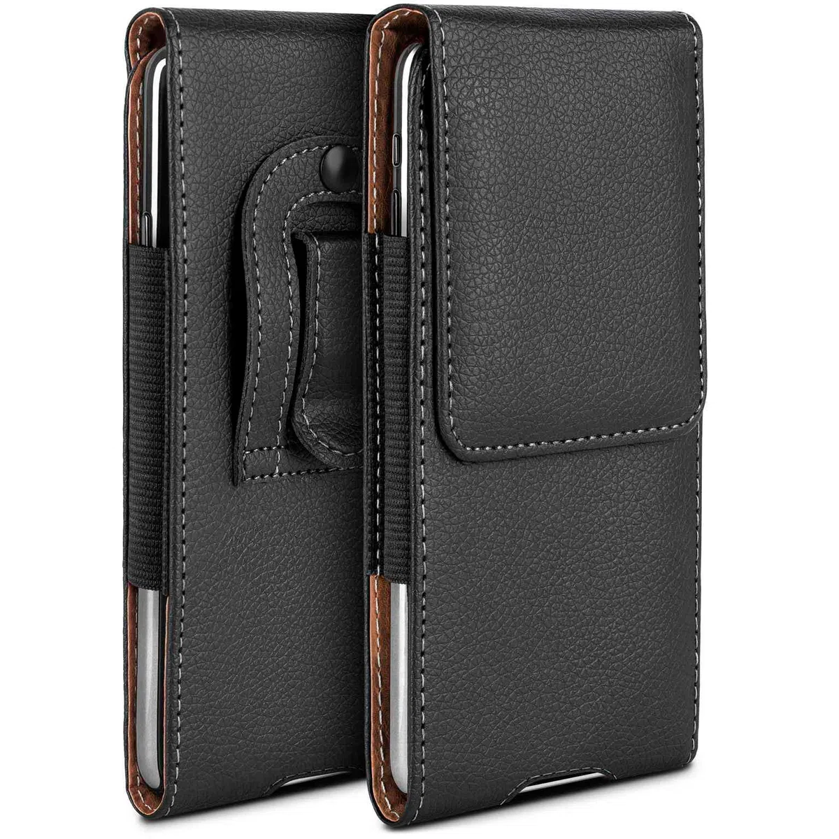 moex Custodia Plug Case per Samsung Galaxy S26 con clip per cintura, in pelle PU, da inserire in pelle, colore: Nero