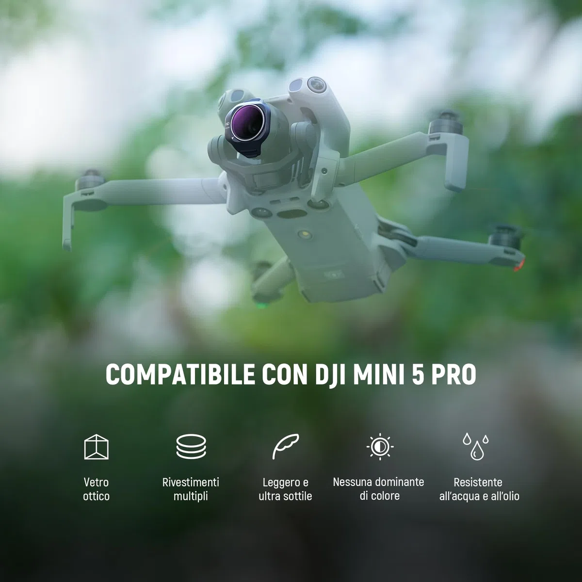 NEEWER Set Filtro ND/PL Compatibile con DJI Mini 5 Pro Drone Camera, ND8/PL+ND16/PL+ND32/PL+ND64/PL, Filtri ND Polarizzati a Densità Neutra a Scatto per Lenti, Accessori per Fotografia Aerea, 4 Pezzi