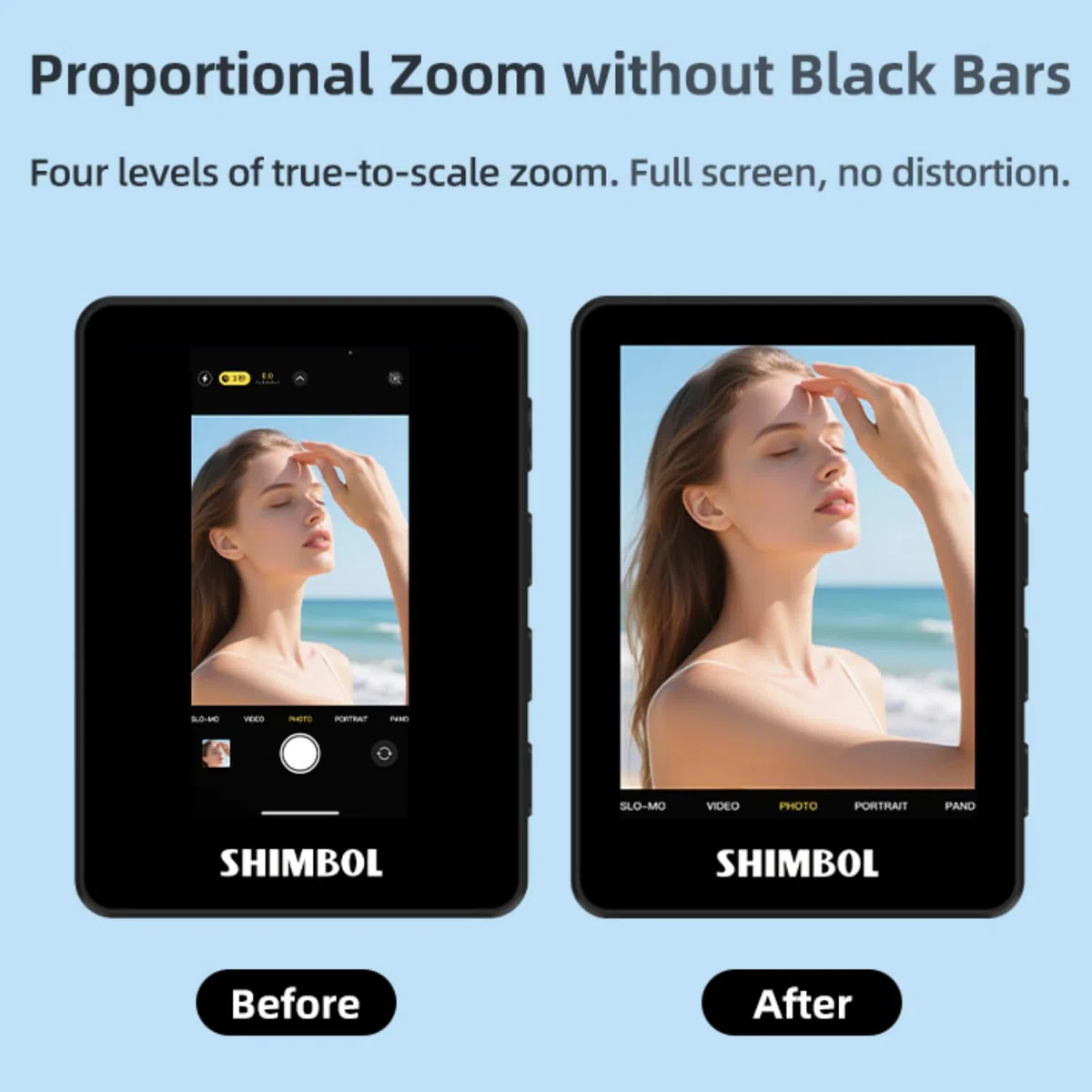 SHIMBOL CP5 Mini 2 Selfie Monitor Screen – Display Esterno per Smartphone Fotocamera Posteriore 2.4" Vlog Screen per iPhone & Android, collegamento 30 m, zoom 4x, Bluetooth Shutter (Silver Gray)