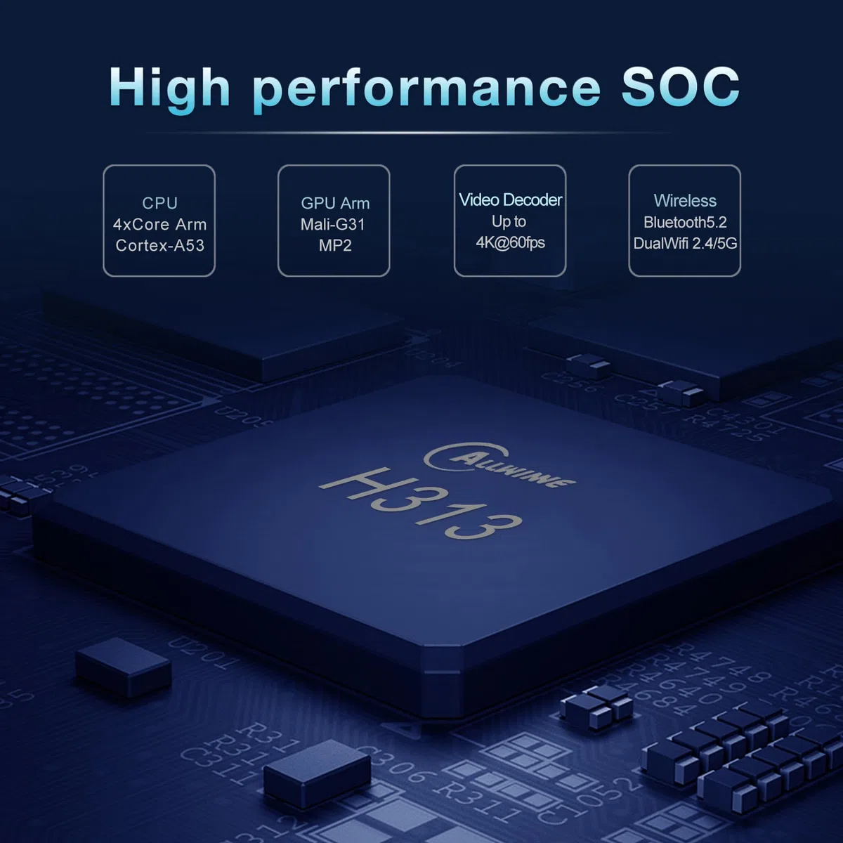 Android 10.0 TV Box, TV Box Android 2GB RAM 16GB ROM H313 Quadcore Cortex-A53 support 2.4/5.0GHz Wifi BT5.2 HDR10.0 3D 4K 1080P Android BOX