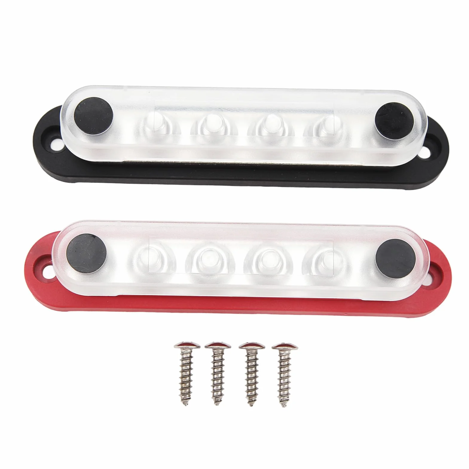 Blocco di Distribuzione alimentazione, 2 Barre Collettrici per Batteria 150 A 12 V A 48 V, Morsettiera per Sbarre Collettrici M8 A 6 con Coperchio