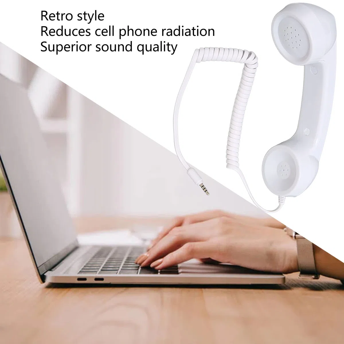 Ricevitore Telefonico retrò, Ricevitore Portatile Resistente Alle Radiazioni con Pulsante di Risposta One Touch, Spina da 3,5 Mm, Cavo a Spirale da 1 M per Genitori e Nonni