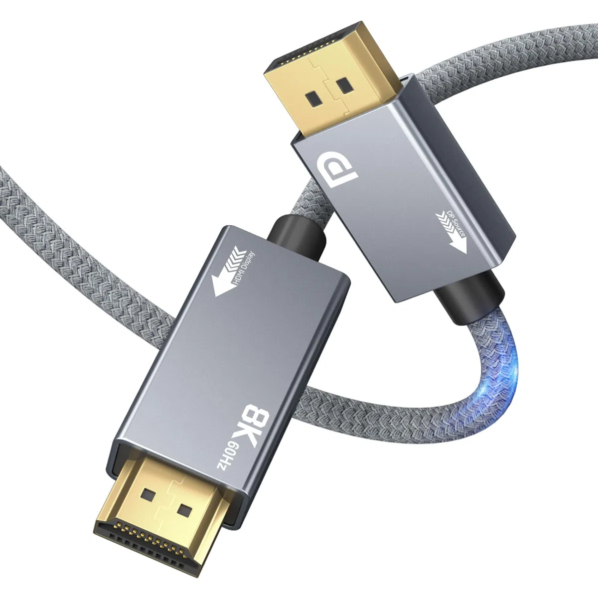 Cavo DisplayPort 1.4 a HDMI 2.1 2M - 8K@60Hz, 4K@240/144Hz, Unidirezionale DP a HDMI, supporto VRR/HDR/HDCP 2.3/DSC 1.2 per computer portatile/PC/scheda grafica a monitor/TV/proiettore