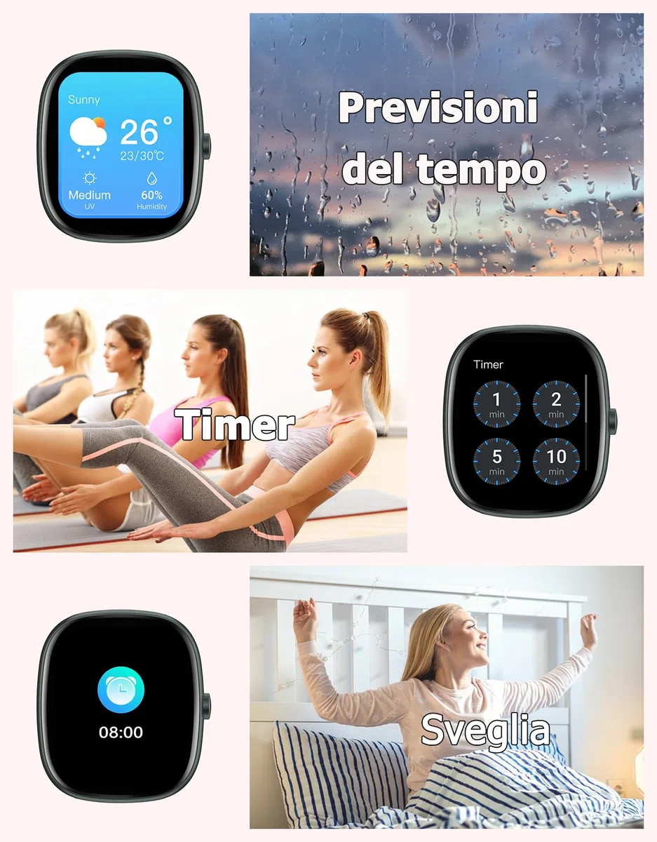 HUAKUA Smartwatch Uomo Donna Chiamate per Android iOS Impermeabile 5ATM 30 Giorni Standby Notifiche Contapassi Cardiofrequenzimetro SpO2 Sonno Ciclo Mestruale Orologio Fitness AMOLED Bluetooth 5.4