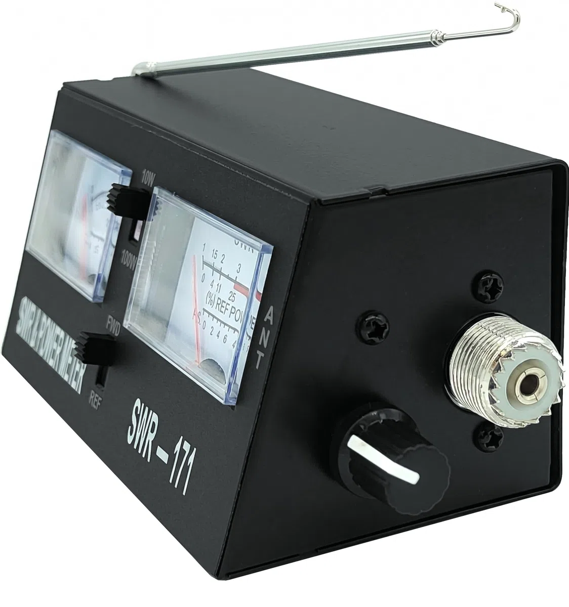 SWR-171 Rosmetro Wattmetro Analogico 1.5-150 MHz Misuratore di Onde Stazionarie SWR e Potenza 10/100W per Radio CB e VHF con Connettori PL (UHF) Compatto e Portatile