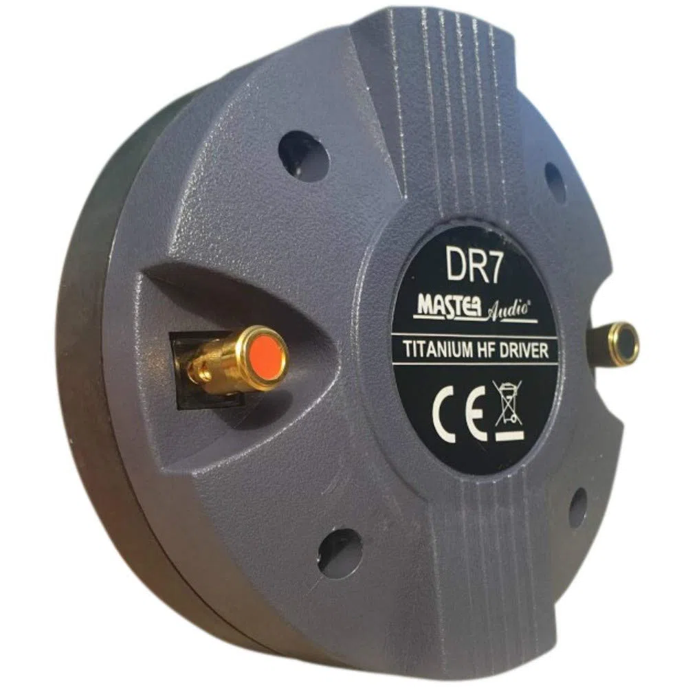 MASTER AUDIO 1 DRIVER DR7 DR 7 a compressione tweeter 200 watt rms 400 watt max filettatura da 3,44 cm per trombe 8 ohm 110 db bobina 44 mm, 1 pezzo + condensatore e 3 sticker omaggio;