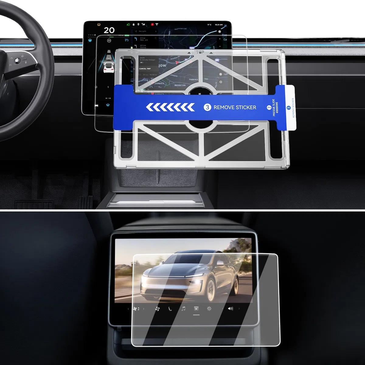 ECOZEN 2PCS Pellicola protettiva per schermo(15,4"+ 8") Tesla Model Y 2025 2026 e Model 3 2024-2026 9H Pellicola protettiva per navigatore (telaio di montaggio) e Display Posteriore Opaco antiriflesso