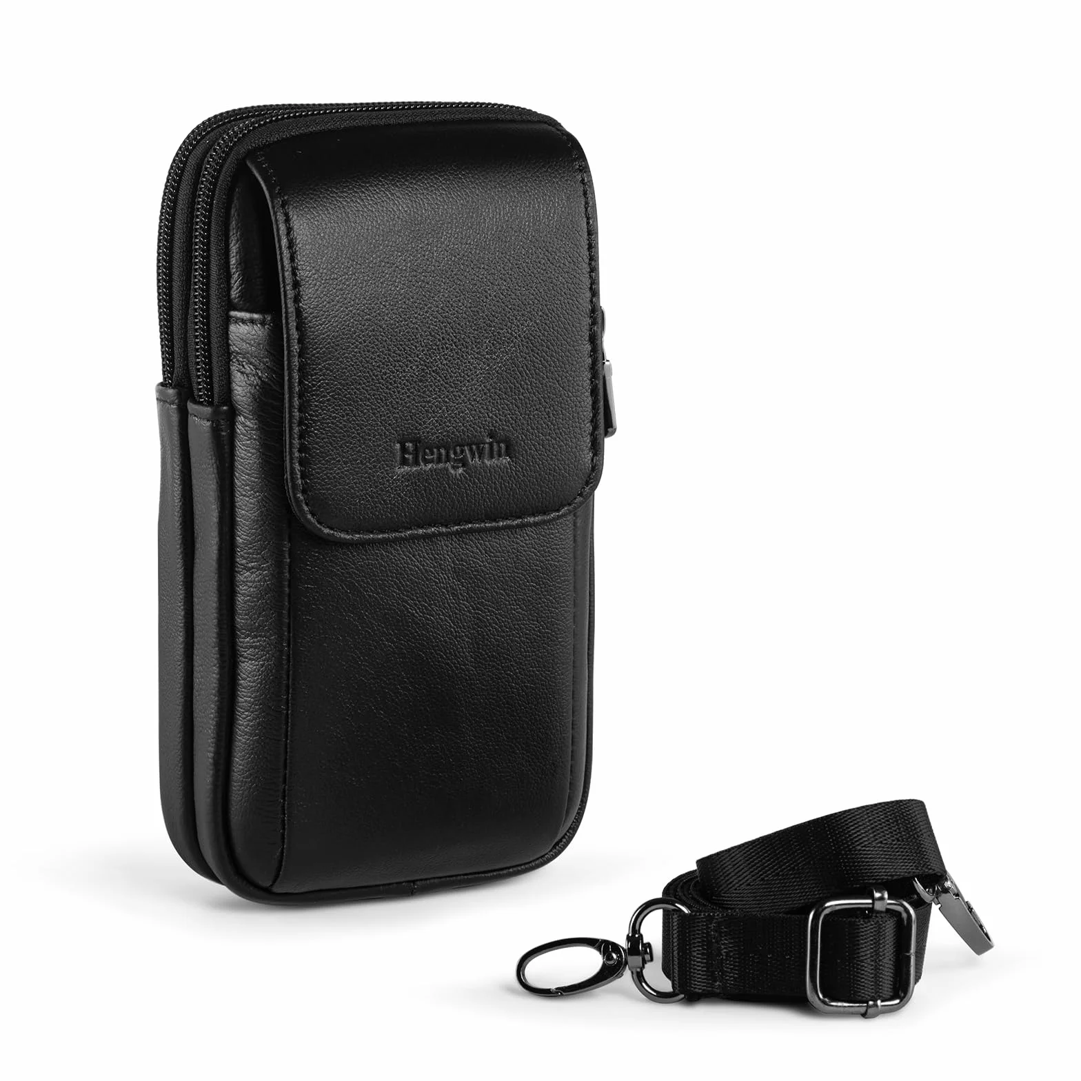 Borsa a Tracolla per Telefono Cellulare con Cinturino, Marsupio per Uomo, Porta Smartphone in Vera Pelle, Borsellino Portafoglio da Viaggio, Piccolo Marsupio con Chiave per Carta Fionda