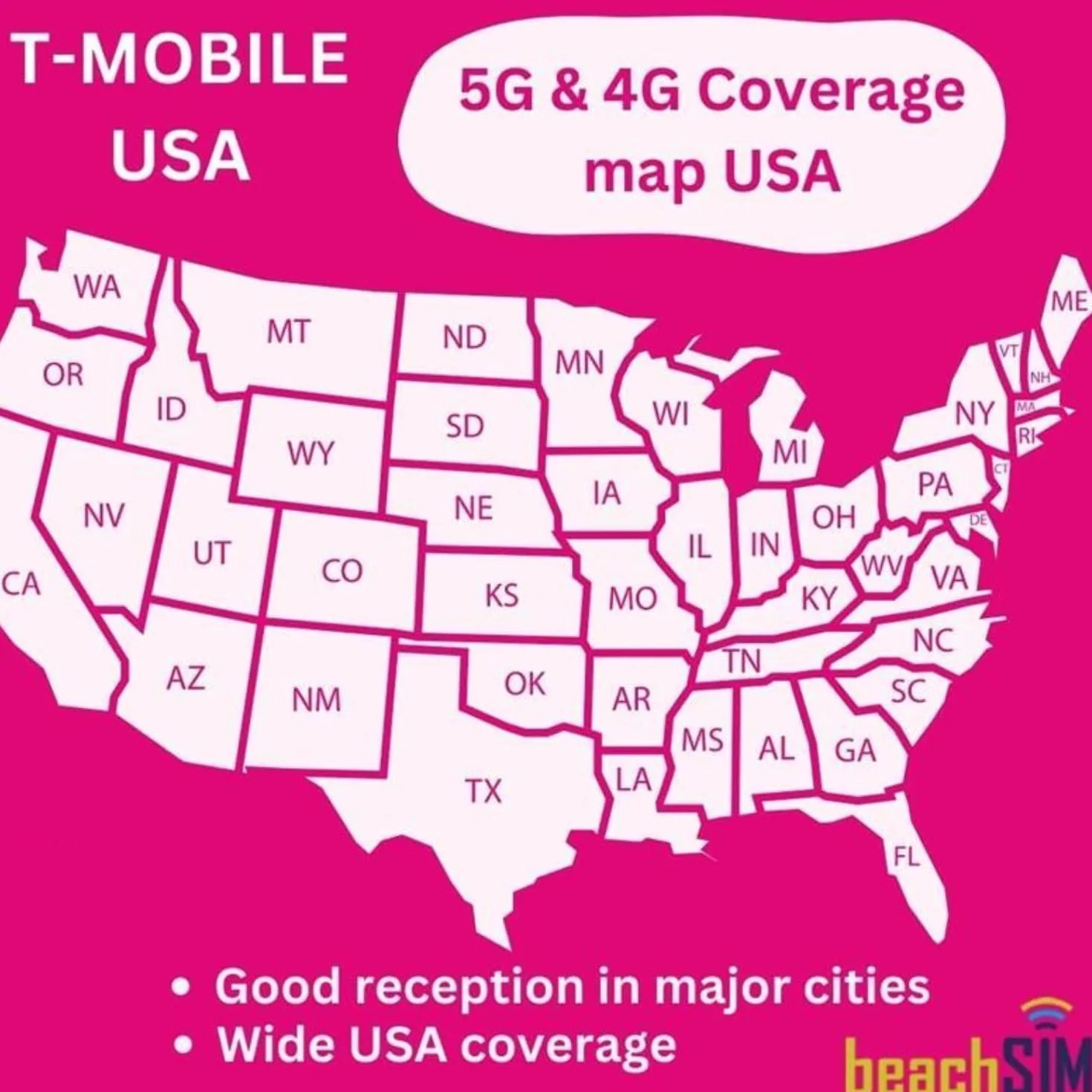 Carta SIM USA 15 Giorni | Dati Illimitati, Chiamate & SMS | Rete T-Mobile | Scheda Telefonica US per Turisti, Business, Erasmus+ e Viaggi negli Stati Uniti