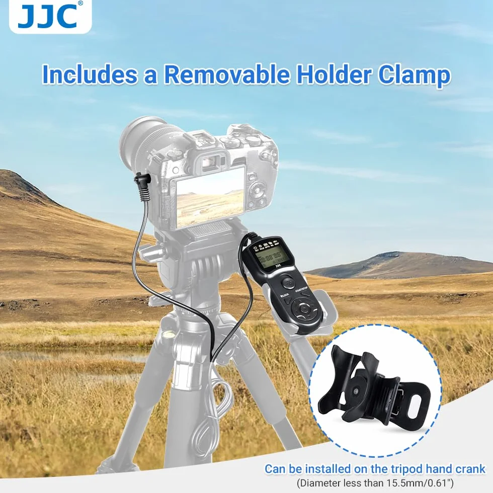 JJC Telecomando Intervallometro Scatto Remoto LCD Timer con Treppiedi Morsetto per Canon EOS R50V R100 R6 R6II R7 R8 R RP R10 800D 750D 700D 650D 200D 100D 1200D 1100D 80D G1X G3X Sostituzione RS-60E3